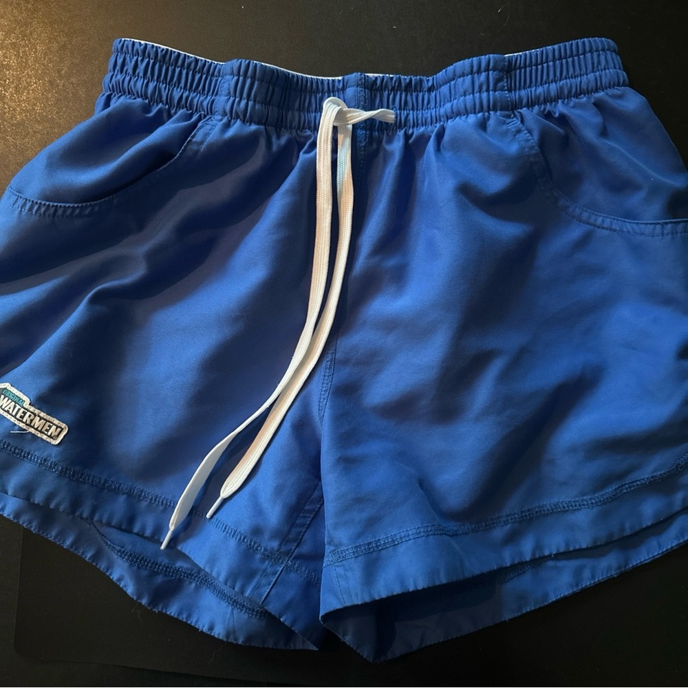Women’s Original Watermen Blue and White Swim Shorts with Adjustable Fit Sz M